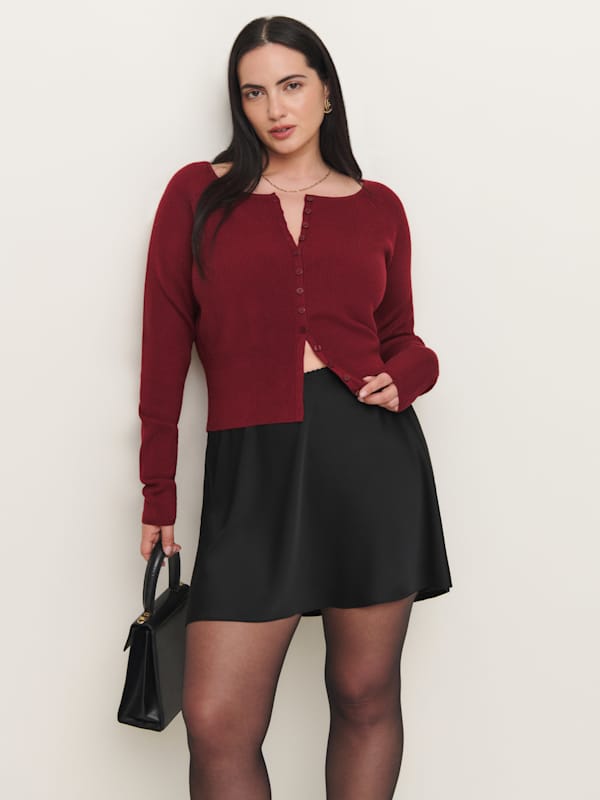 Brandy Satin Skirt Es - Black